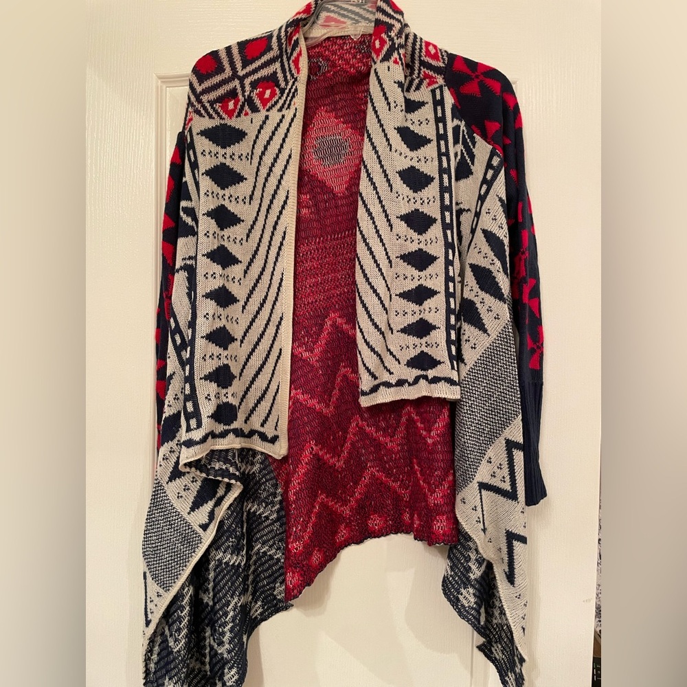 Patterned Red and Black Women's Sweater
